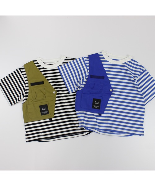 maarook（マルーク）の「ボーダーアシメトリーベストTシャツ（Tシャツ/カットソー・キッズ・ブラック/ブルー・90cm/100cm/110cm/120cm/130cm）」の10枚目の写真