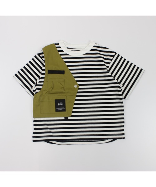 maarook（マルーク）の「ボーダーアシメトリーベストTシャツ（Tシャツ/カットソー・キッズ・ブラック/ブルー・90cm/100cm/110cm/120cm/130cm）」の11枚目の写真