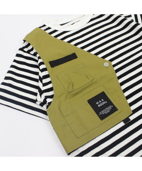 maarook（マルーク）の「ボーダーアシメトリーベストTシャツ（Tシャツ/カットソー・キッズ・ブラック/ブルー・90cm/100cm/110cm/120cm/130cm）」の12枚目の写真