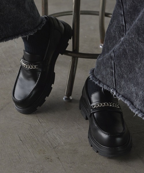 SERACE(セラス)の「【SERACE】+5㎝ volume high sole chain bit loafers / ボリュームハイソールチェーンビットローファー(ローファー・メンズ・ブラック・M/S/L)」の5枚目の写真