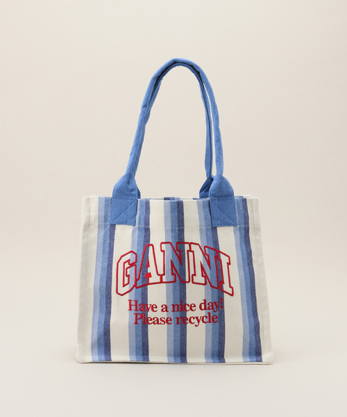 GANNI(ガニー)の「【GANNI / ガニー】 Large Easy Shopper Stripes(トートバッグ・レディース・ブルー/ライトグリーン・FREE)」の2枚目の写真