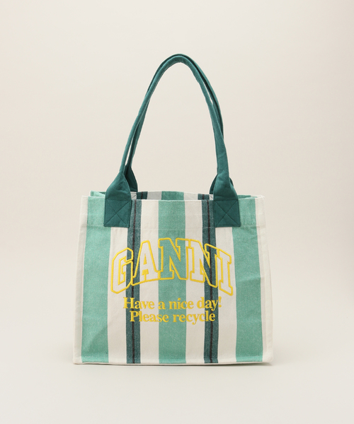 GANNI(ガニー)の「【GANNI / ガニー】 Large Easy Shopper Stripes(トートバッグ・レディース・ブルー/ライトグリーン・FREE)」の3枚目の写真