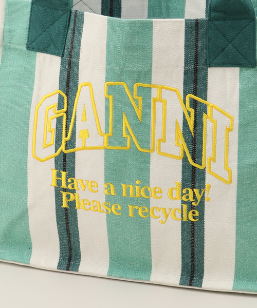 GANNI(ガニー)の「【GANNI / ガニー】 Large Easy Shopper Stripes(トートバッグ・レディース・ブルー/ライトグリーン・FREE)」の10枚目の写真