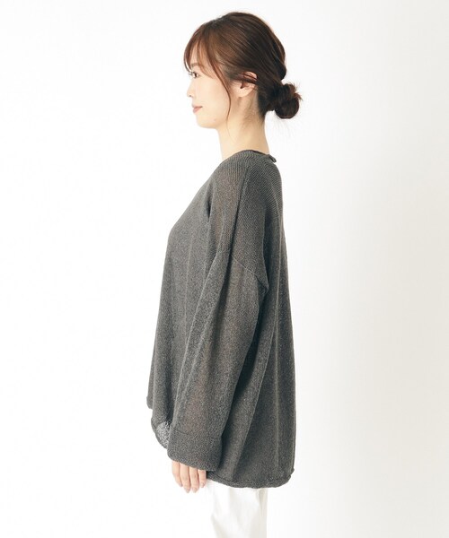LAURA ASHLEY(ローラアシュレイ)の「【日本製/ワンマイルウェア】ツムギVネックプルオーバー(ニット/セーター・レディース・チャコールグレー/ブルー系その他/アイボリー・38)」の17枚目の写真