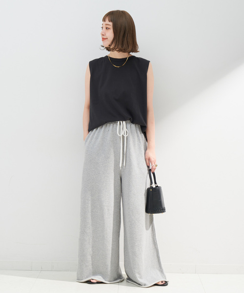 B.C STOCK（ベーセーストック）の「Gleamy/グリーミー ワイドスウェットパンツ（スウェットパンツ・レディース・アイボリー/チャコールグレー・FREE）」の7枚目の写真
