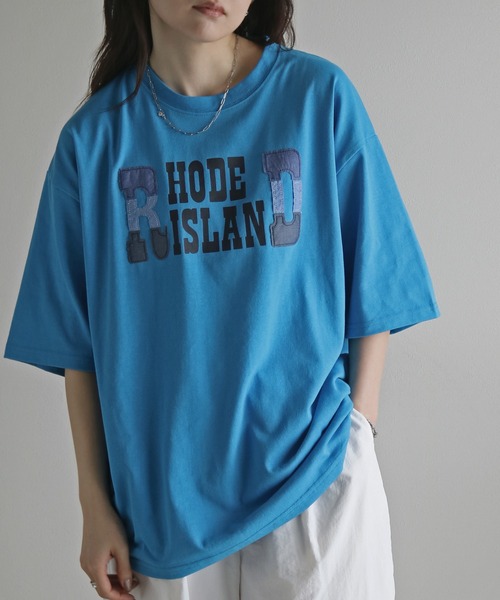 COURO(コウロ)の「デニムパッチプリントTシャツ(Tシャツ/カットソー・レディース・ホワイト/ブルー/ブラック・M/L/XL)」の3枚目の写真