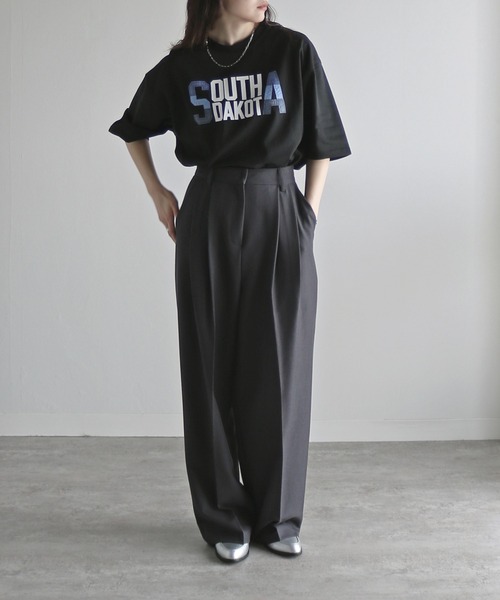 COURO(コウロ)の「デニムパッチプリントTシャツ(Tシャツ/カットソー・レディース・ホワイト/ブルー/ブラック・M/L/XL)」の9枚目の写真