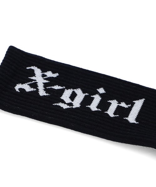 X-girl（エックスガール）の「OLD ENGLISH LOGO RIB SOCKS（ソックス/靴下・レディース・ホワイト/ブラック・ONE SIZE）」の6枚目の写真