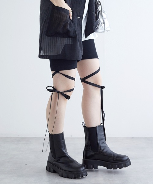 w closet（ダブルクローゼット）の「レースアップリブレギンス