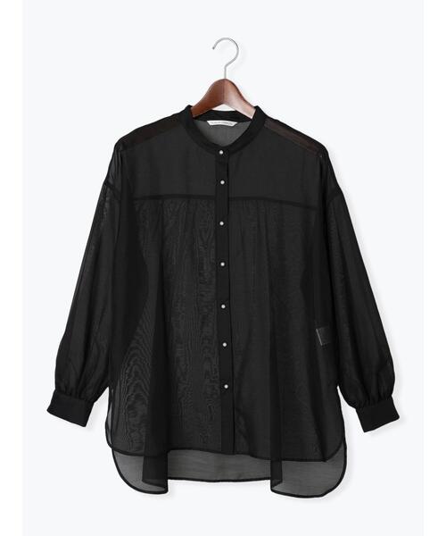 Te chichi TERRASSE(テチチテラス)の「◎パールボタンシアーシャツ(シャツ/ブラウス・レディース・ブルー/ピンク/ブラック/オフホワイト・F)」の2枚目の写真