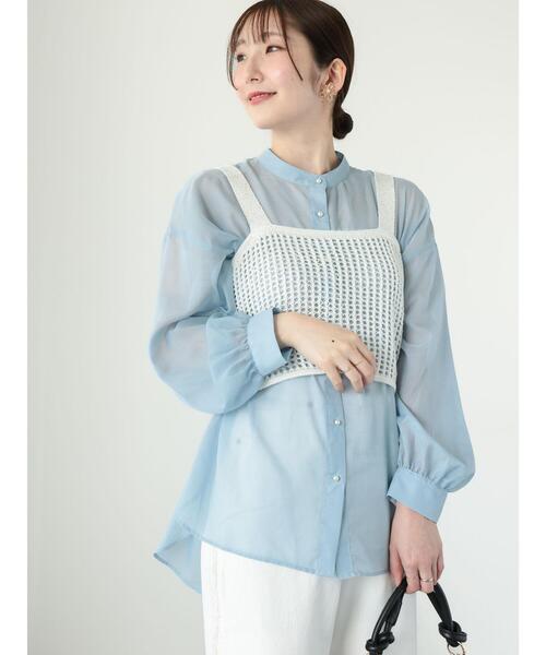 Te chichi TERRASSE(テチチテラス)の「◎パールボタンシアーシャツ(シャツ/ブラウス・レディース・ブルー/ピンク/ブラック/オフホワイト・F)」の21枚目の写真