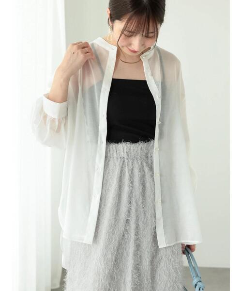 Te chichi TERRASSE(テチチテラス)の「◎パールボタンシアーシャツ(シャツ/ブラウス・レディース・ブルー/ピンク/ブラック/オフホワイト・F)」の15枚目の写真