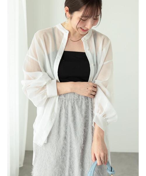 Te chichi TERRASSE(テチチテラス)の「◎パールボタンシアーシャツ(シャツ/ブラウス・レディース・ブルー/ピンク/ブラック/オフホワイト・F)」の14枚目の写真