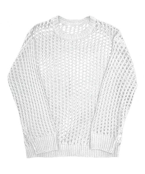 メッシュネット編み編みニットトップス(NEZ)（その他トップス）｜almo