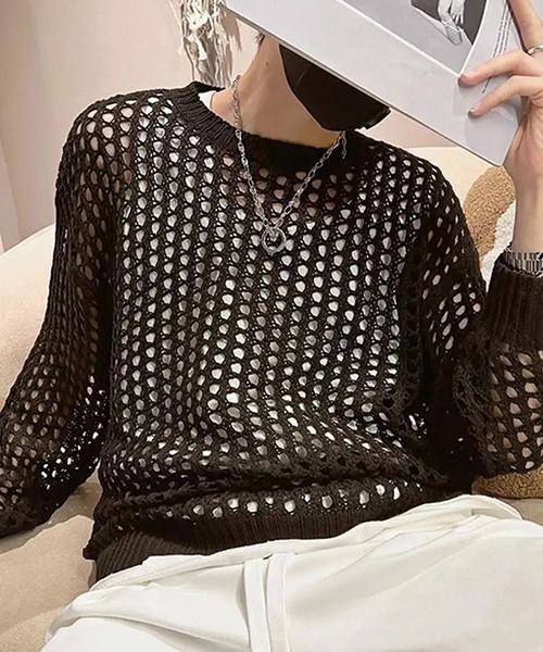 【匿名発送】希少 メゾピアノ メッシュ編み ニット トップス ラメメッシュニット＆半袖Tシャツセット(S(140cm) ライト ピンク