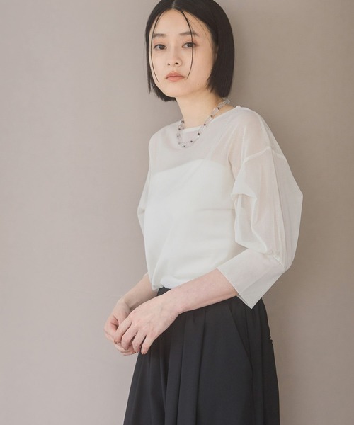 A part by(アパートバイ)の「<追加2>チュールパフプルオーバー_半袖(Tシャツ/カットソー・レディース・チャコールグレー/ブラック/アイボリー・FREE)」の19枚目の写真