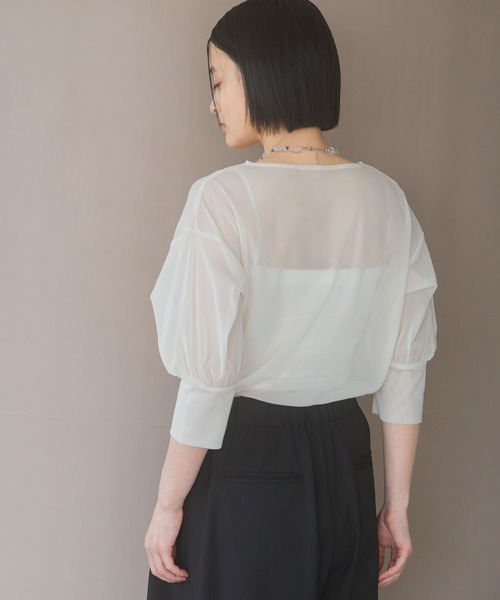 A part by(アパートバイ)の「<追加2>チュールパフプルオーバー_半袖(Tシャツ/カットソー・レディース・チャコールグレー/ブラック/アイボリー・FREE)」の18枚目の写真