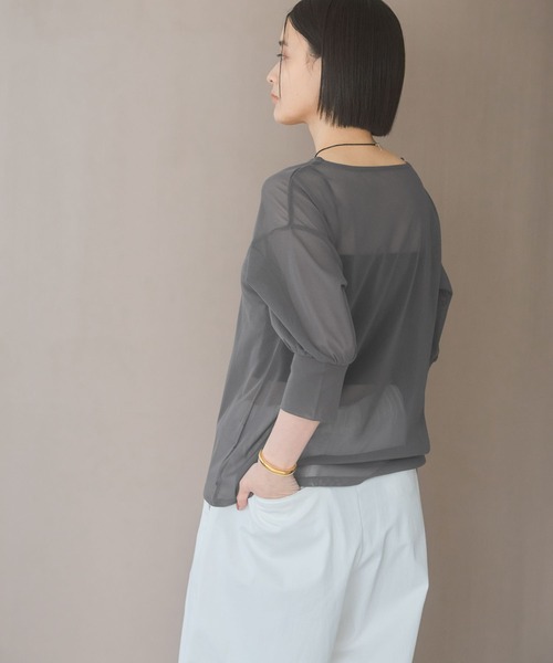 A part by(アパートバイ)の「<追加2>チュールパフプルオーバー_半袖(Tシャツ/カットソー・レディース・チャコールグレー/ブラック/アイボリー・FREE)」の7枚目の写真