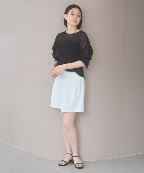 A part by(アパートバイ)の「<追加2>チュールパフプルオーバー_半袖(Tシャツ/カットソー・レディース・チャコールグレー/ブラック/アイボリー・FREE)」の17枚目の写真