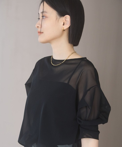 A part by(アパートバイ)の「<追加2>チュールパフプルオーバー_半袖(Tシャツ/カットソー・レディース・チャコールグレー/ブラック/アイボリー・FREE)」の11枚目の写真