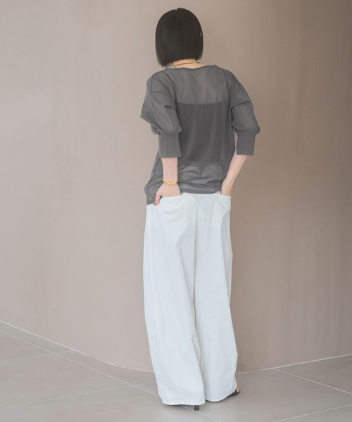 A part by(アパートバイ)の「<追加2>チュールパフプルオーバー_半袖(Tシャツ/カットソー・レディース・チャコールグレー/ブラック/アイボリー・FREE)」の8枚目の写真