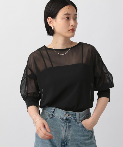 A part by(アパートバイ)の「<追加2>チュールパフプルオーバー_半袖(Tシャツ/カットソー・レディース・チャコールグレー/ブラック/アイボリー・FREE)」の4枚目の写真