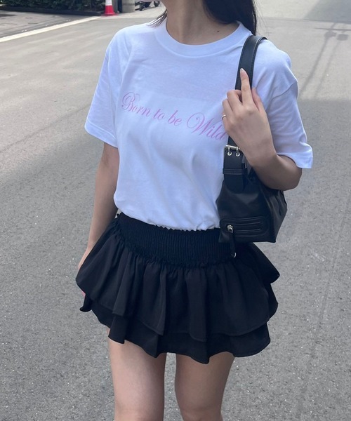 fiere(フィエール)の「英字デザイン半袖Tシャツ(Tシャツ/カットソー・レディース・ホワイト・M/L)」の4枚目の写真