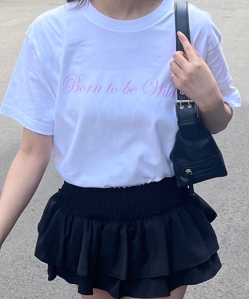 fiere(フィエール)の「英字デザイン半袖Tシャツ(Tシャツ/カットソー・レディース・ホワイト・M/L)」の3枚目の写真