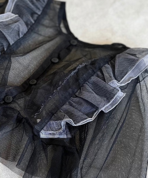 A BOND(アボンド)の「チュール2wayラッフルブラウス(シャツ/ブラウス・キッズ・ブラック/ラベンダー・100/120/110/90/130)」の10枚目の写真