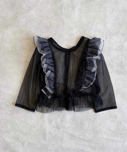 A BOND(アボンド)の「チュール2wayラッフルブラウス(シャツ/ブラウス・キッズ・ブラック/ラベンダー・100/120/110/90/130)」の8枚目の写真