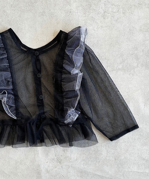 A BOND(アボンド)の「チュール2wayラッフルブラウス(シャツ/ブラウス・キッズ・ブラック/ラベンダー・100/120/110/90/130)」の9枚目の写真