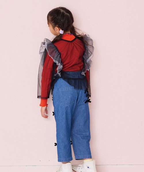 A BOND(アボンド)の「チュール2wayラッフルブラウス(シャツ/ブラウス・キッズ・ブラック/ラベンダー・100/120/110/90/130)」の4枚目の写真