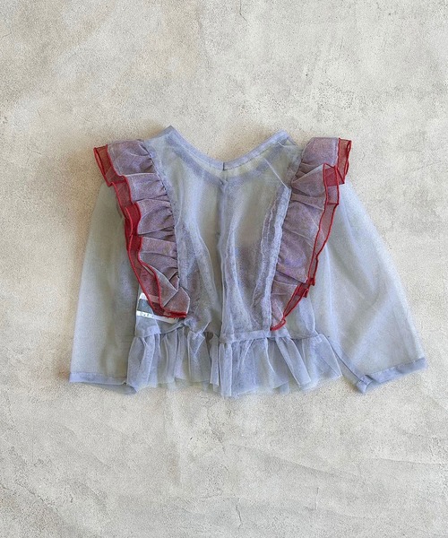 A BOND(アボンド)の「チュール2wayラッフルブラウス(シャツ/ブラウス・キッズ・ブラック/ラベンダー・100/120/110/90/130)」の11枚目の写真