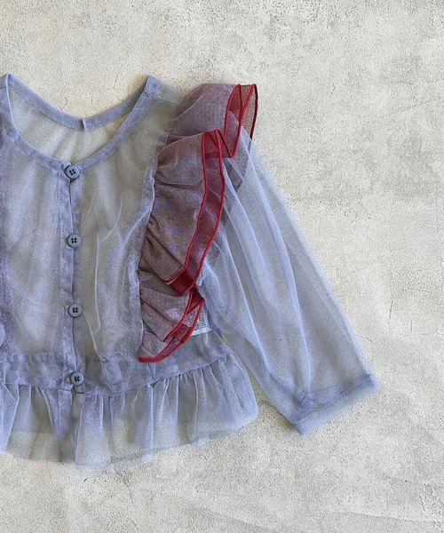 A BOND(アボンド)の「チュール2wayラッフルブラウス(シャツ/ブラウス・キッズ・ブラック/ラベンダー・100/120/110/90/130)」の14枚目の写真