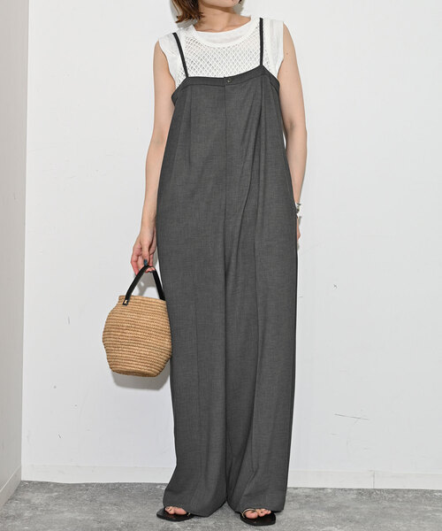 SLOBE IENA（スローブイエナ）の「ドライツイルサロペット（サロペット/オーバーオール・レディース・ブラック/チャコールグレー・FREE）」の13枚目の写真