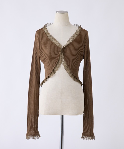 one after another NICE CLAUP（ワンアフターアナザーナイスクラップ）の「レースボレロカーディガン（カーディガン/ボレロ・レディース・ピンク/モカ/オフホワイト/ブラック・FREE）」の9枚目の写真