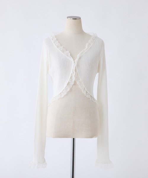 one after another NICE CLAUP（ワンアフターアナザーナイスクラップ）の「レースボレロカーディガン（カーディガン/ボレロ・レディース・ピンク/モカ/オフホワイト/ブラック・FREE）」の11枚目の写真