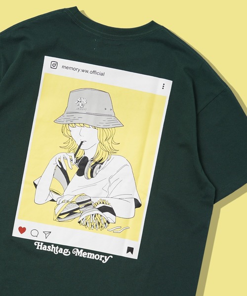 Tシャツ・カットソー MEMORY T-SHIRT MEMORY】ショート丈 シンプルMEMORY刺繍ヘビーウェイトTシャツ