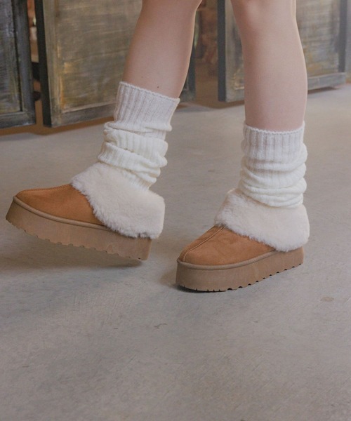 GLOBAL WORK（グローバルワーク）の「厚底ムートンサボ/AND YUA ANY/131641（ブーツ・キッズ・ブラック/キャメル・LARGE/MEDIUM）」の6枚目の写真