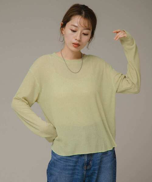 URBAN RESEARCH Sonny Label（アーバンリサーチサニーレーベル）の「シアーワッフルロングTシャツ（Tシャツ/カットソー・レディース・グレー/ホワイト系その他/イエロー・FREE）」の21枚目の写真