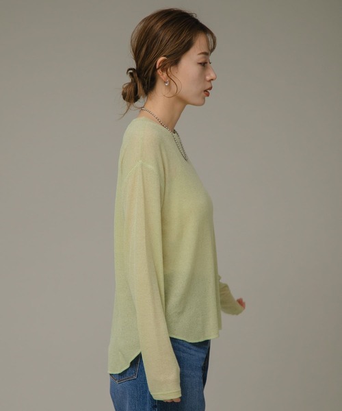 URBAN RESEARCH Sonny Label（アーバンリサーチサニーレーベル）の「シアーワッフルロングTシャツ（Tシャツ/カットソー・レディース・グレー/ホワイト系その他/イエロー・FREE）」の20枚目の写真