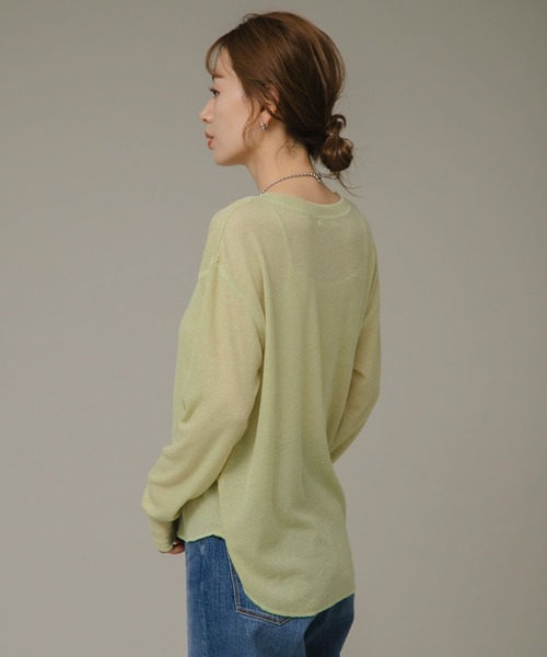 URBAN RESEARCH Sonny Label（アーバンリサーチサニーレーベル）の「シアーワッフルロングTシャツ（Tシャツ/カットソー・レディース・グレー/ホワイト系その他/イエロー・FREE）」の19枚目の写真