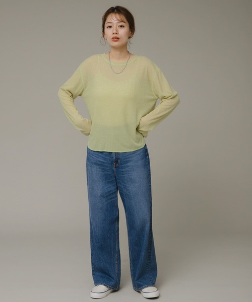 URBAN RESEARCH Sonny Label（アーバンリサーチサニーレーベル）の「シアーワッフルロングTシャツ（Tシャツ/カットソー・レディース・グレー/ホワイト系その他/イエロー・FREE）」の17枚目の写真