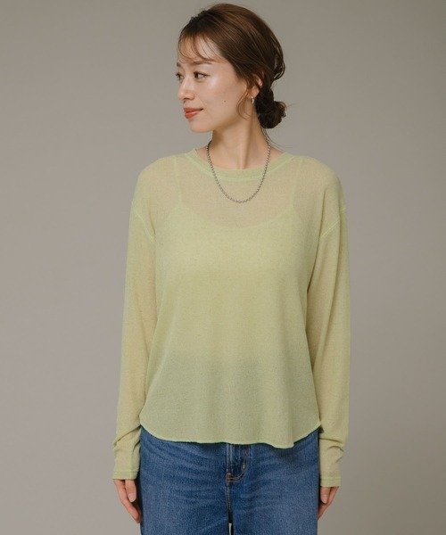 URBAN RESEARCH Sonny Label（アーバンリサーチサニーレーベル）の「シアーワッフルロングTシャツ（Tシャツ/カットソー・レディース・グレー/ホワイト系その他/イエロー・FREE）」の14枚目の写真