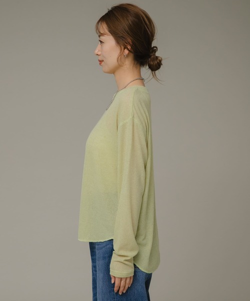 URBAN RESEARCH Sonny Label（アーバンリサーチサニーレーベル）の「シアーワッフルロングTシャツ（Tシャツ/カットソー・レディース・グレー/ホワイト系その他/イエロー・FREE）」の13枚目の写真