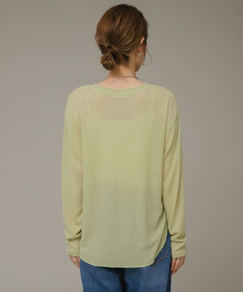 URBAN RESEARCH Sonny Label（アーバンリサーチサニーレーベル）の「シアーワッフルロングTシャツ（Tシャツ/カットソー・レディース・グレー/ホワイト系その他/イエロー・FREE）」の12枚目の写真