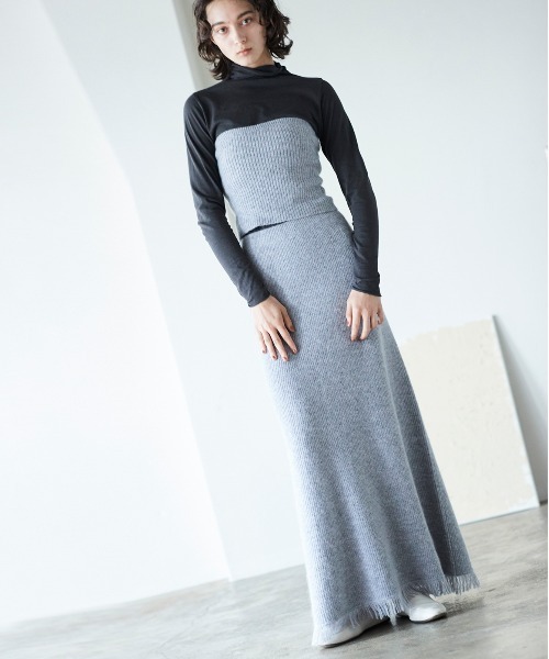 WALANCE（ワランス）の「アルパカリブニットスカート（スカート・レディース・ライトベージュ/グレー/バイオレット・FREE）」の2枚目の写真