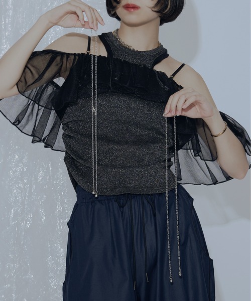 激安正規  Sparkle sheer 2WAYフリルビスチェ（ベスト）｜Ezick ANNONIM トップス