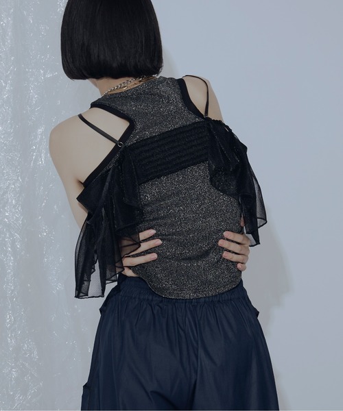 Sparkle sheer 2WAYフリルビスチェ（ベスト）｜Ezick ANNONIM