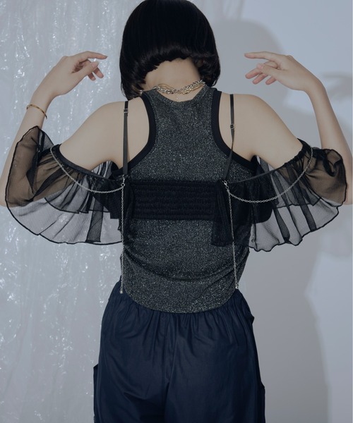 Sparkle sheer 2WAYフリルビスチェ（ベスト）｜Ezick ANNONIM